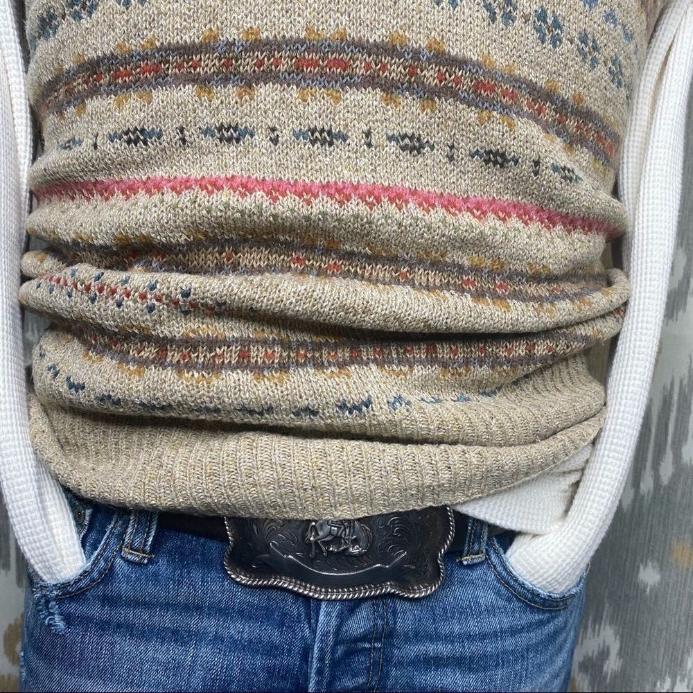 Double RRL Tan Multi Fair-isle V Neck Sweater Vest - Picture 11 of 16